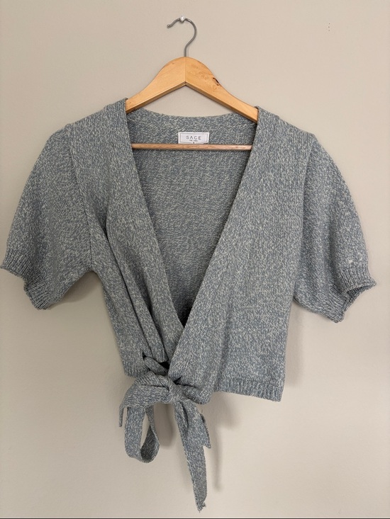 Sage Sweaters - Sage Short-Sleeve Wrap Cardigan in Heather Gray